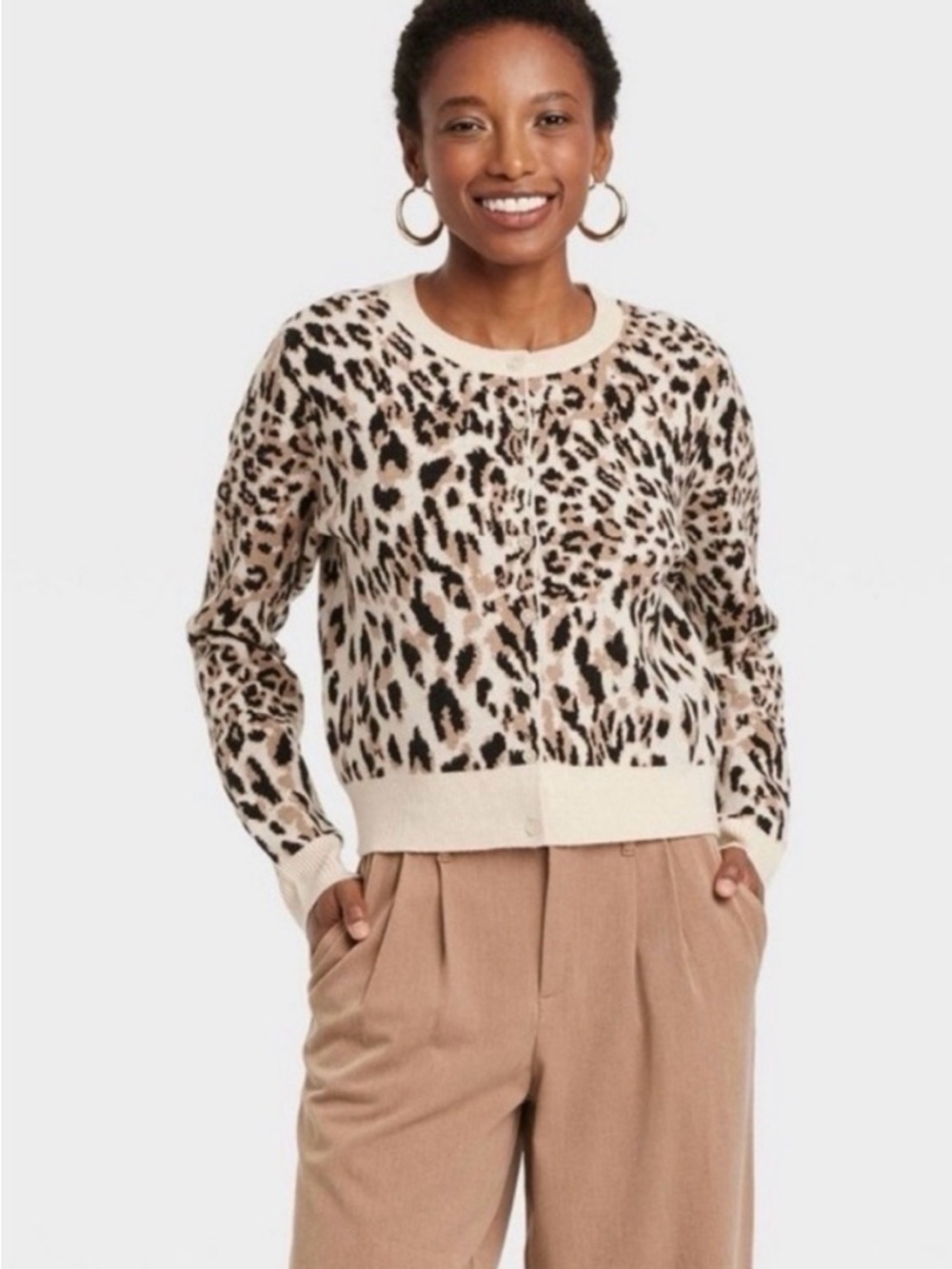 A NEW DAY Leopard Print Cardigan Sweater